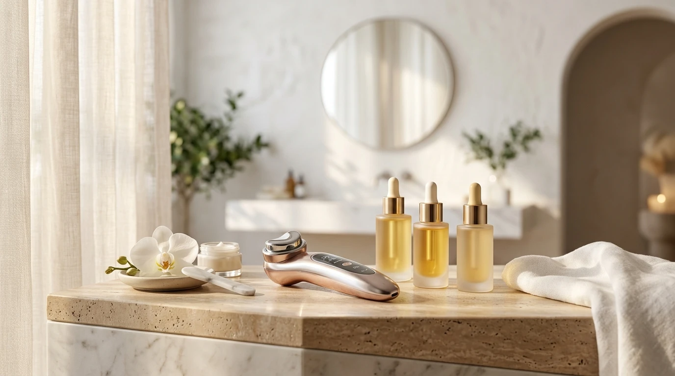 Klinisches K-Beauty Pflegeset mit Age-R Gerät, Kollagencreme und PDRN Serum